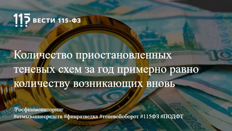 Количество приостановленных теневых схем за год примерно равно количеству возникающих вновь Количество приостановленных теневых схем за год примерно равно количеству возникающих вновь